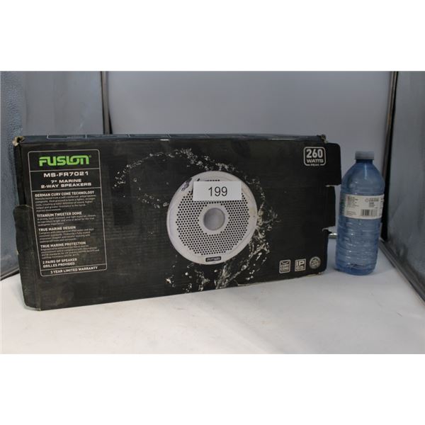 Fusion 7" 2 way marine speaker in box with manual