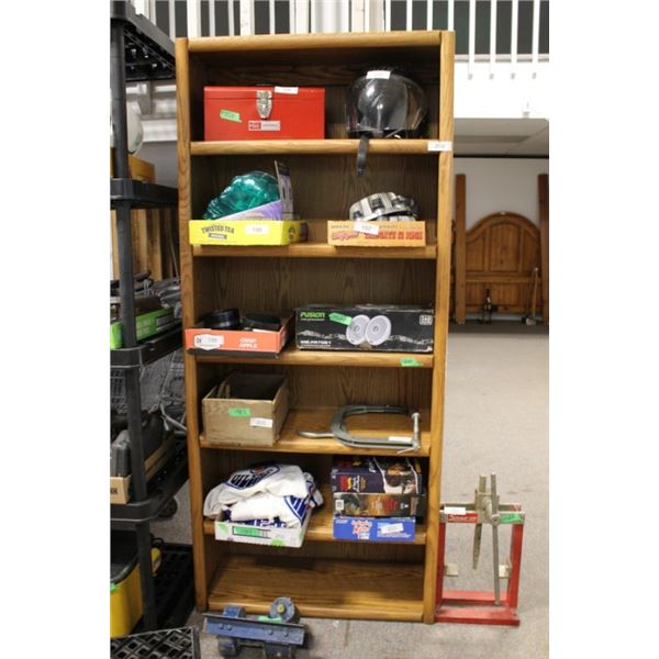 Wooden shelf contents not included