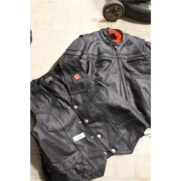 XXL Genuine Leather Vest and 4XL Jacket
