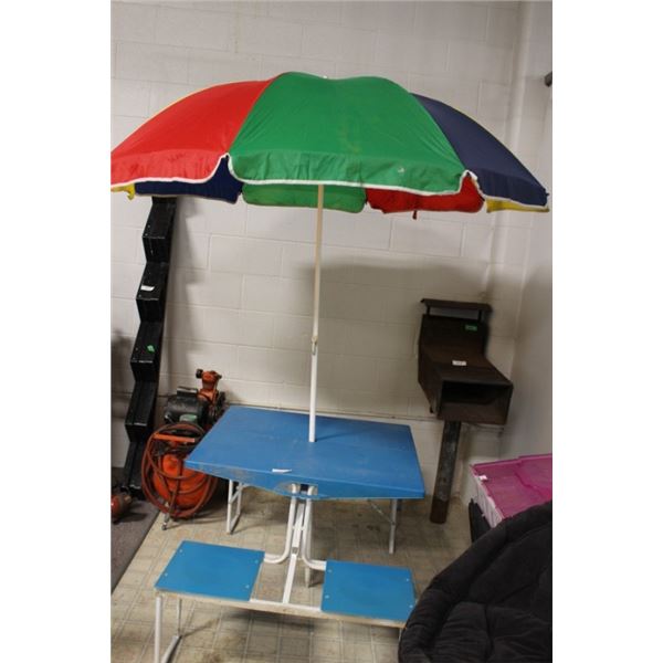 picnic table with unbrella