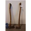 Image 1 : 2 axes with wooden handles