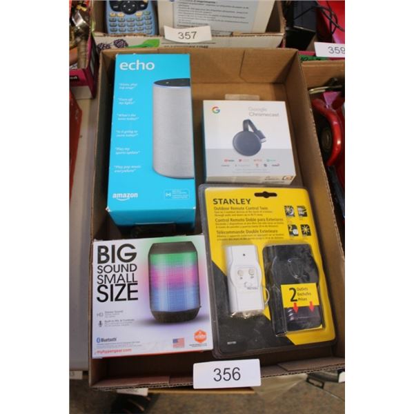 Amazon Echo, Chrome cast, speaker, etc