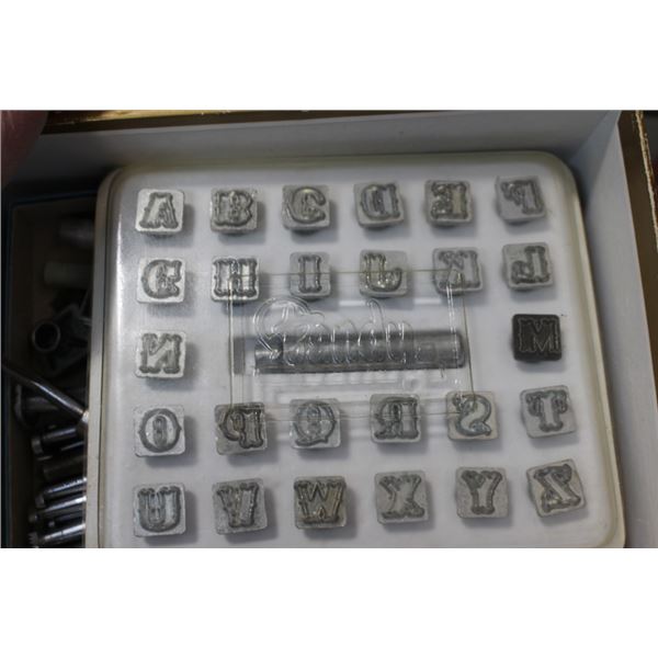 Assorted leather, tools, etc