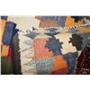 Image 2 : Woven wool quilt style carpet in colours cream, orange, blues, green, gray etc. 57" X 105"