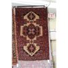 Image 1 : 100% hand made Iranian wool carpet "Baluchi" with center medallion, taupe and black background and h