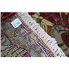 Image 3 : 100% hand made Iranian wool carpet "Tabriz" with cranberry background and hunt scene with two mounte