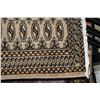 Image 2 : 100% hand made Iranian throw rug with geometric background, highlights of black, cream and brown, 18
