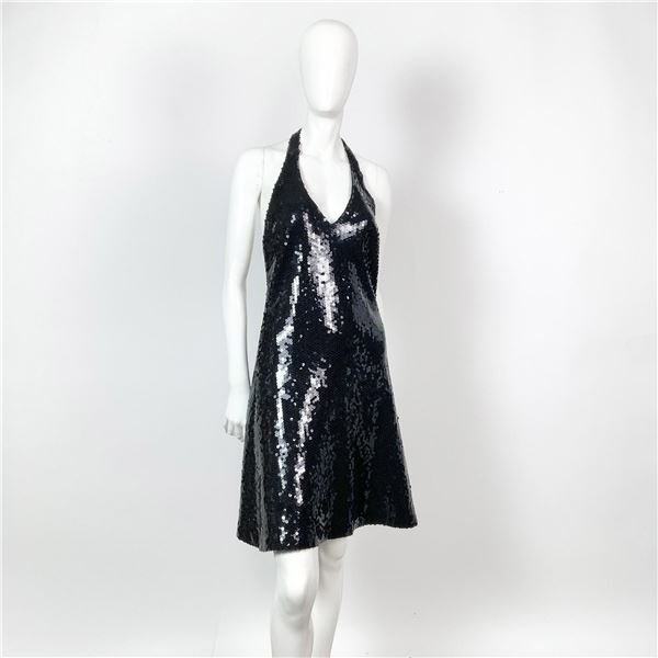Jeanette Kastenberg Black Sequin Halter Dress