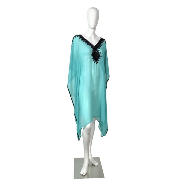 Original Bohemian Chic Mint Green Beaded Oversize Dress