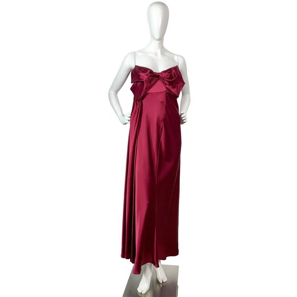 Original A.B.S. Collection Red Satin Strapless Evening Dress