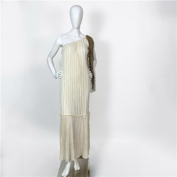 Original Mary McFadden Cream Plisse Silk Evening Dress