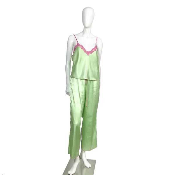 Lucy Pereda Green and Pink Pajama Camisole Top and Pant Set