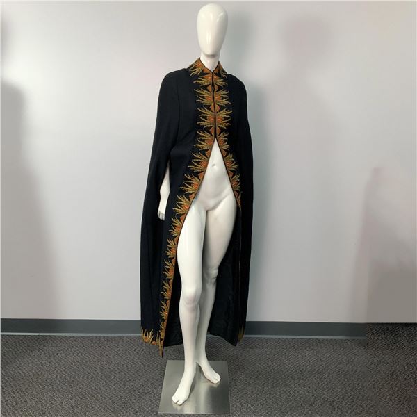 Full Length Black Embroidered Cape