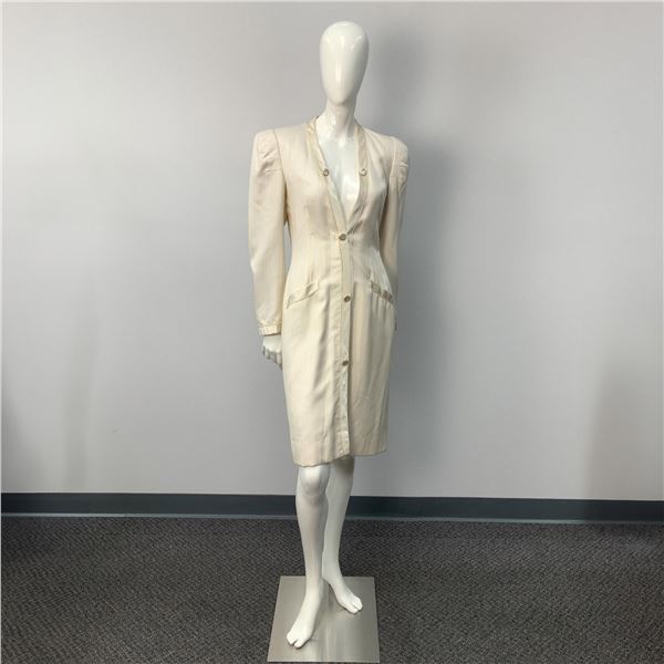 Original Jacqueline de Ribes Ivory Silk & Satin Evening Coat