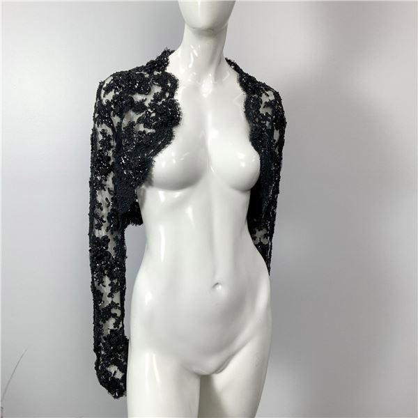 Chris Kole Black Long Sleeved Floral Lace Bolero
