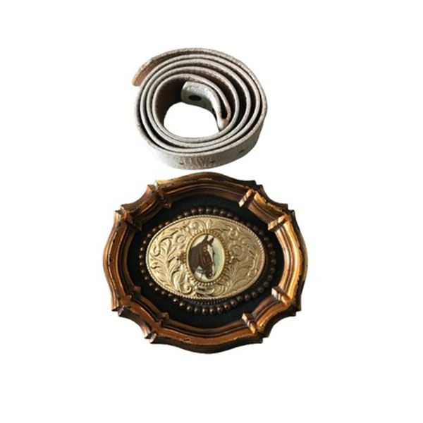 Elvis Presley Rising Sun Buckle, Belt and Photo