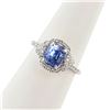 Image 3 : 2.50 ctw UNHEATED Violetish Blue Sapphire and 0.50 ctw Diamond Platinum Ring (GI