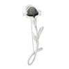 Image 1 : 14k White Gold 10.5mm Tahitian Pearl & Pave Diamond Detailed Flower Brooch Pin