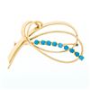 Image 1 : Vintage 14k Rose Gold Natural Blue Turquoise Double Ribbon Swirl Brooch Pin