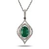 Image 2 : 5.59 ctw Zambian Emerald and 1.25 ctw Diamond Platinum Pendant (GIA CERTIFIED)