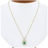 Image 1 : NEW 14k Gold 1.36 ctw GIA Colombian Emerald & Dual Diamond Halo Pendant Necklace