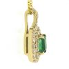 Image 5 : NEW 14k Gold 1.36 ctw GIA Colombian Emerald & Dual Diamond Halo Pendant Necklace