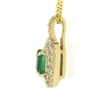 Image 6 : NEW 14k Gold 1.36 ctw GIA Colombian Emerald & Dual Diamond Halo Pendant Necklace