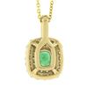 Image 7 : NEW 14k Gold 1.36 ctw GIA Colombian Emerald & Dual Diamond Halo Pendant Necklace