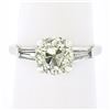 Image 2 : Platinum GIA Light Yellow European & Tapered Baguette Diamond Engagement Ring