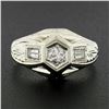 Image 2 : Antique Art Deco 18k Gold Old European w/ Baguette Diamond Hand Engraved Ring