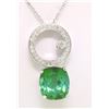Image 4 : NEW 18k Gold 3.85 ctw Fiery Blue Green Tourmaline & Diamond Dangle Pendant & Cha