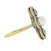Image 5 : Antique Edwardian 14K Gold & Platinum European Diamond & 5.9mm Pearl Dinner Ring