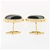 Image 6 : Vintage 14k Yellow Gold Swivel Cuff Links w/ Hematite Inlaid in Black Onyx