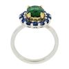 Image 8 : 18k TT Gold 2.83 ctw GIA Oval Green Tsavorite & Round Sapphire Halo Cocktail Rin