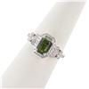 Image 1 : 2.22 ctw Yellowish Green Sapphire and 0.68 ctw Diamond Platinum Ring (GIA CERTIF