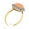 Image 8 : Antique Edwardian 18K Gold Platinum Button Angel Skin Coral w/ Diamond Halo Ring
