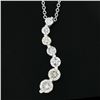 Image 6 : 14K White Gold 1.10 ctw Round Diamond Wavy Journey Pendant w 18" Cable Link Chai