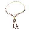 Image 3 : 14k Yellow Gold 16.5" Briolette Cut Tear Drop Garnet & Hammered Bead Necklace