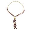 Image 7 : 14k Yellow Gold 16.5" Briolette Cut Tear Drop Garnet & Hammered Bead Necklace