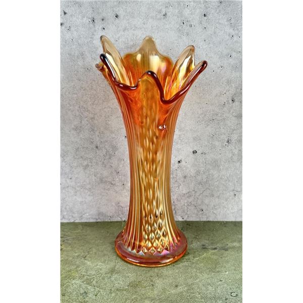 Fenton Marigold Carnival Swung Glass Vase