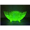 Footed Uranium Cut Glass Bowl