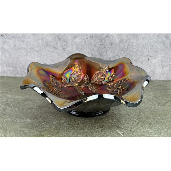 Millersburg Carnival Glass Holly Sprig Whirl Bowl