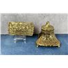 Image 1 : Cast Brass Inkwell & Blotter Set
