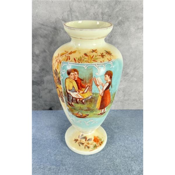 Victorian French Bristol Custard Glass Vase
