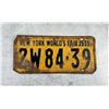 1939 New York World's Fair License Plate