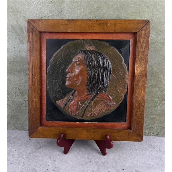 Framed Indian Chief Embossed Calendar Top