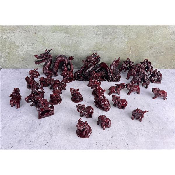 Collection of Miniature Chinese Resin Elephants