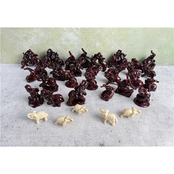 Collection of Miniature Chinese Resin Elephants