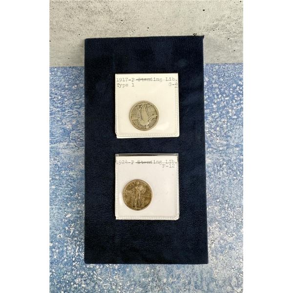 1917 P 1924 P Standing Liberty Silver Quarters