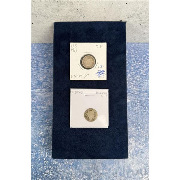 1892 O 1913 Barber Silver Dimes